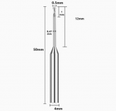 Фреза концевая по металлу AL D0.5*1H*12NL*4D*50L*2T с обниженной шейкой 60° (для рёберной обработки)