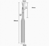 Фреза концевая по металлу AL D3*6H*20NL*4D*50L*2T с обниженной шейкой 60° (для рёберной обработки)